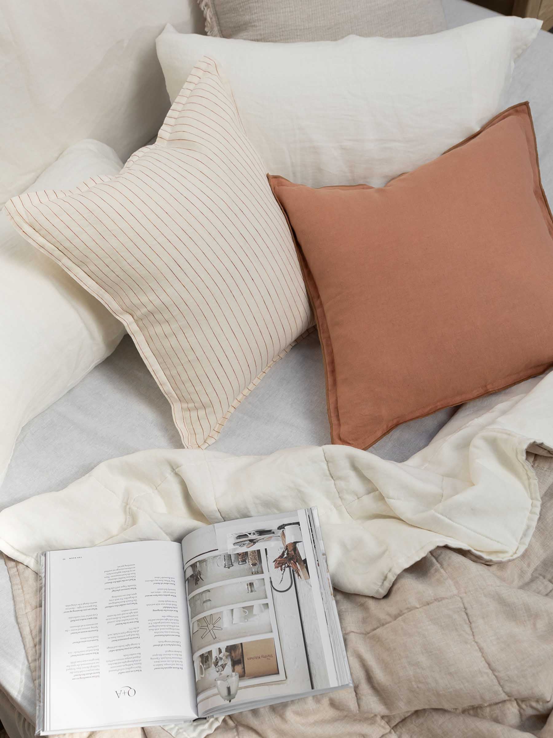 Hudson Linen Cushion Rust Stripe