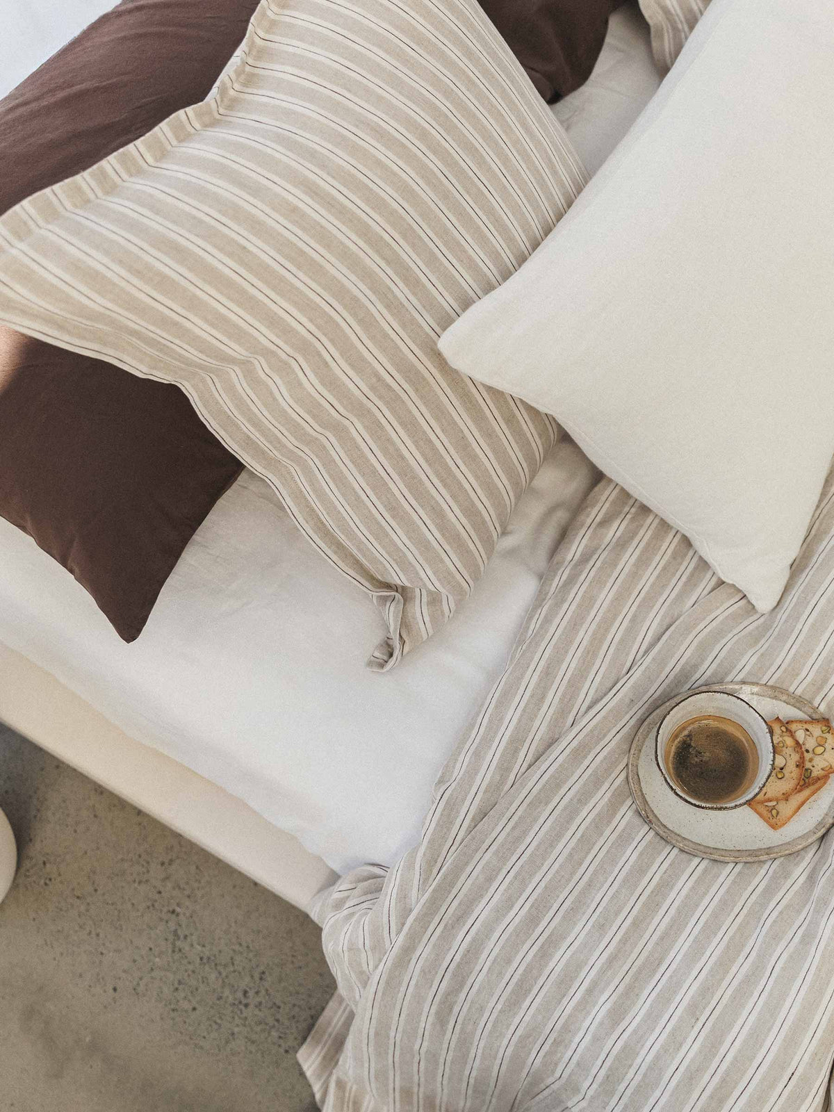 Hudson Linen Cushion Cappuccino Stripe | PRE ORDER