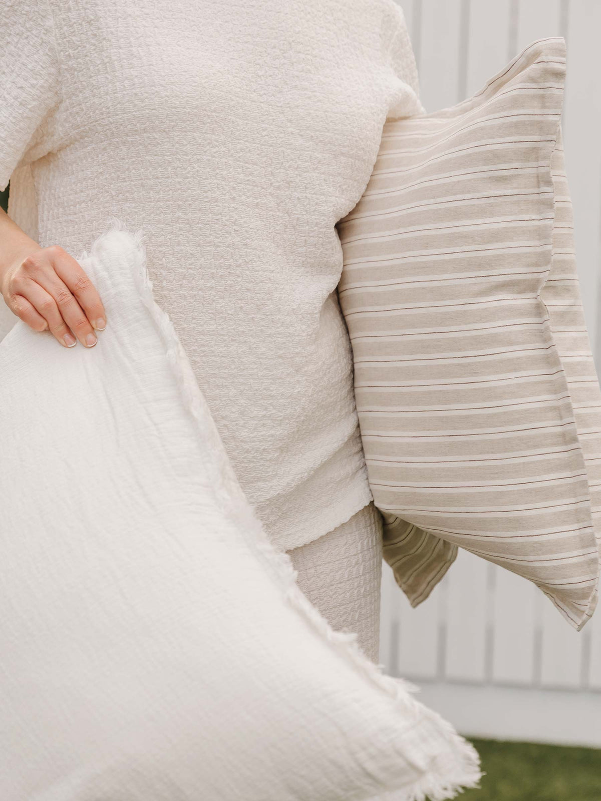 Hudson Linen Cushion Cappuccino Stripe | PRE ORDER