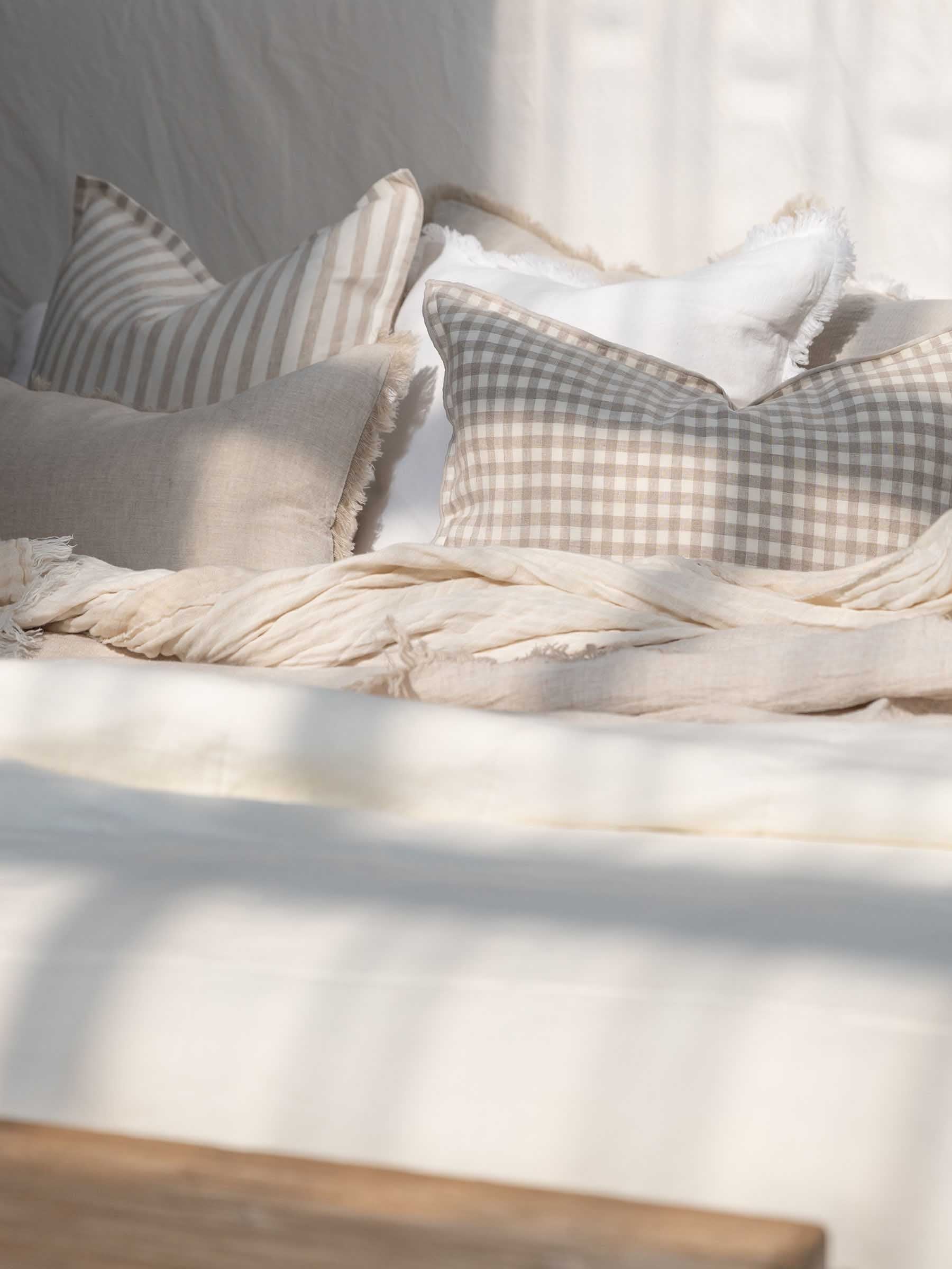 Hudson Linen Cushion Natural Stripe
