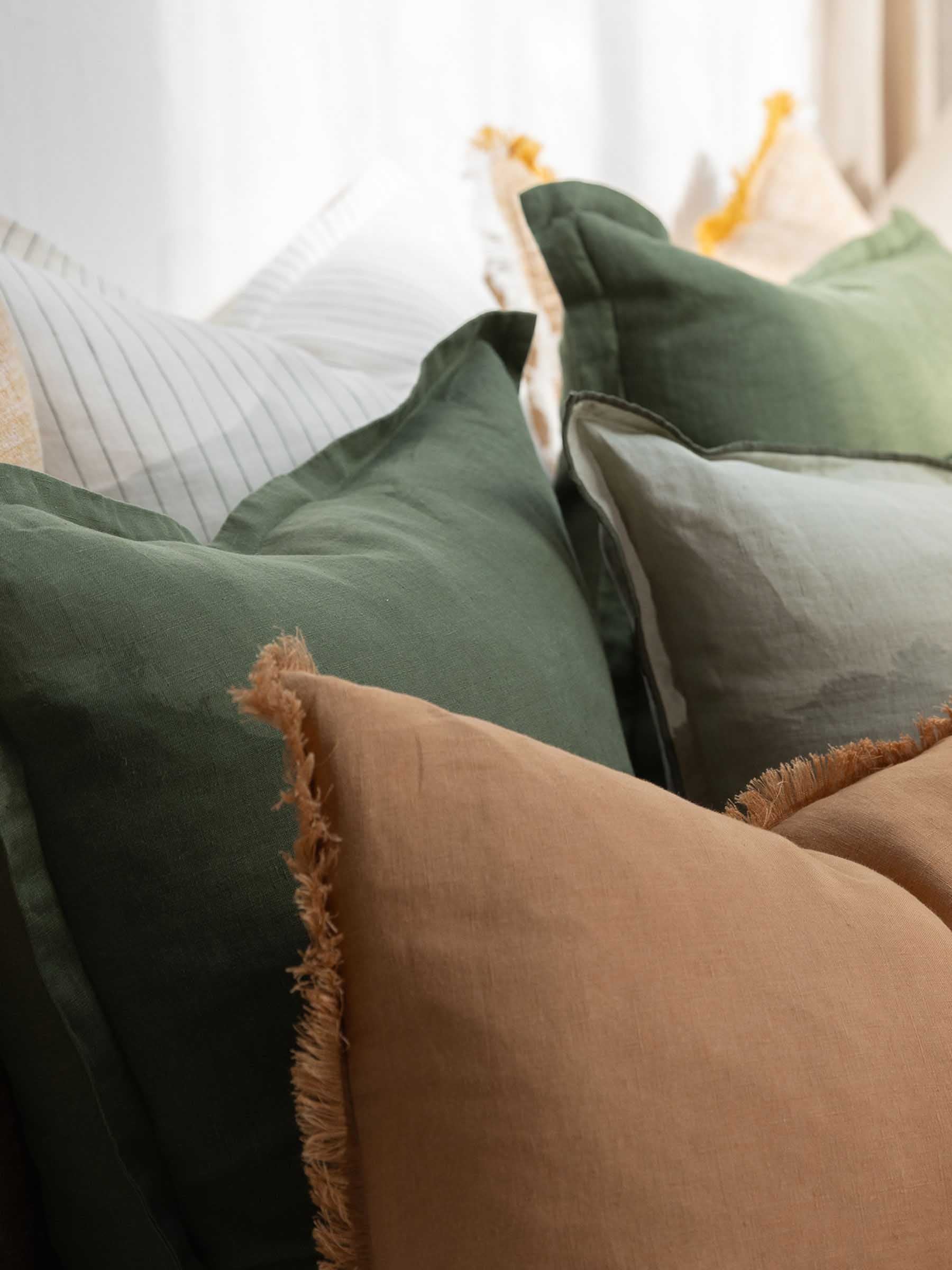 Hudson Linen Cushion Olive Stripe