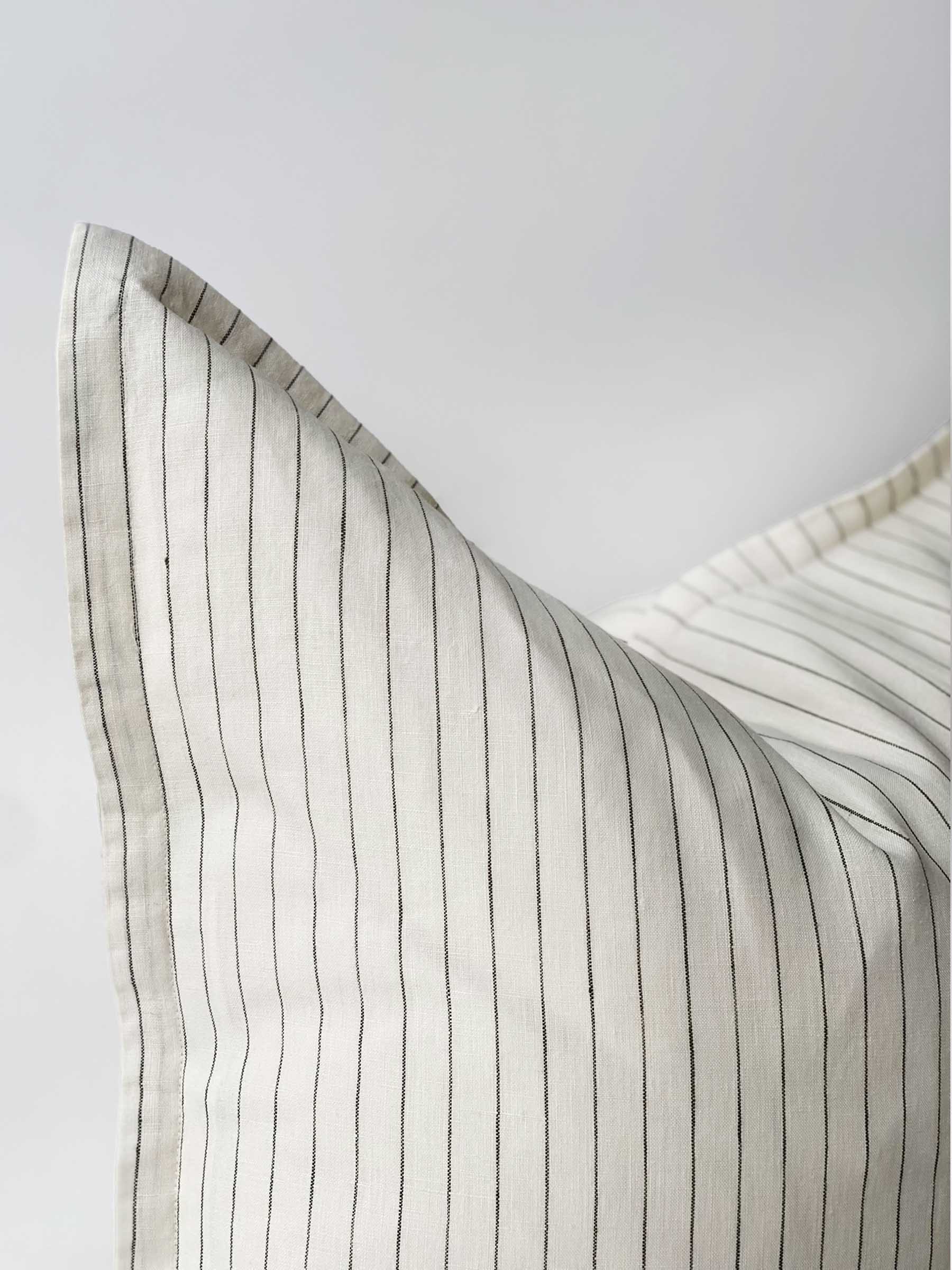 Hudson Linen Cushion Olive Stripe