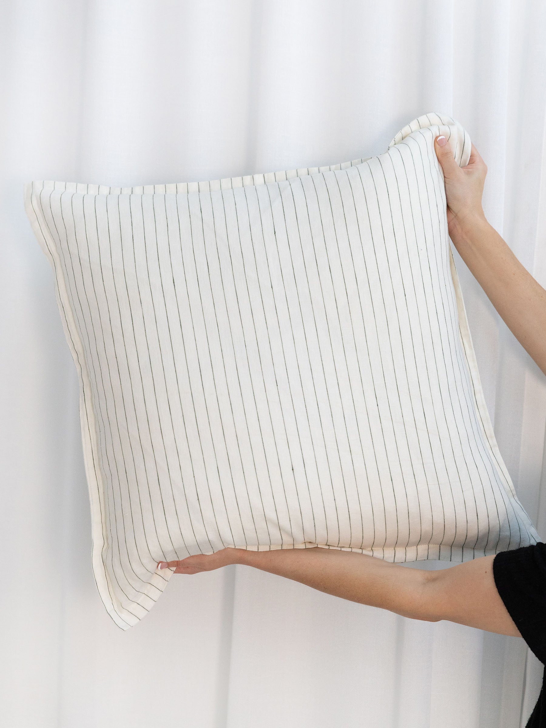 Hudson Linen Cushion Olive Stripe
