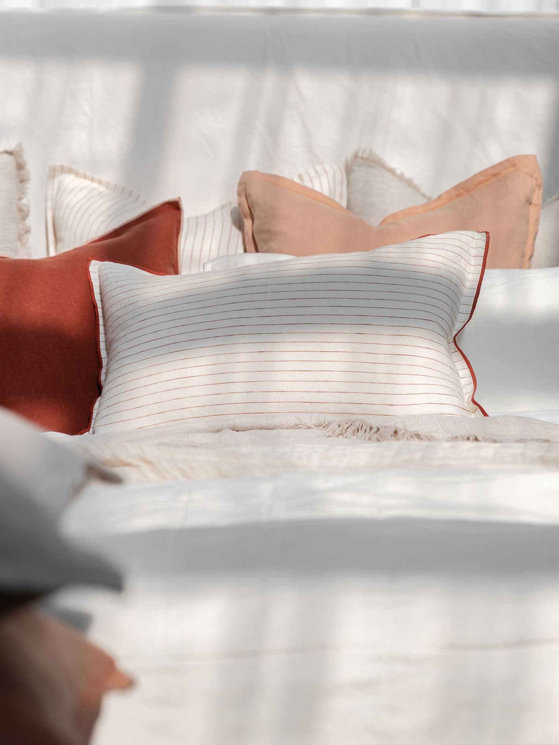 Hudson Linen Cushion Rust Stripe