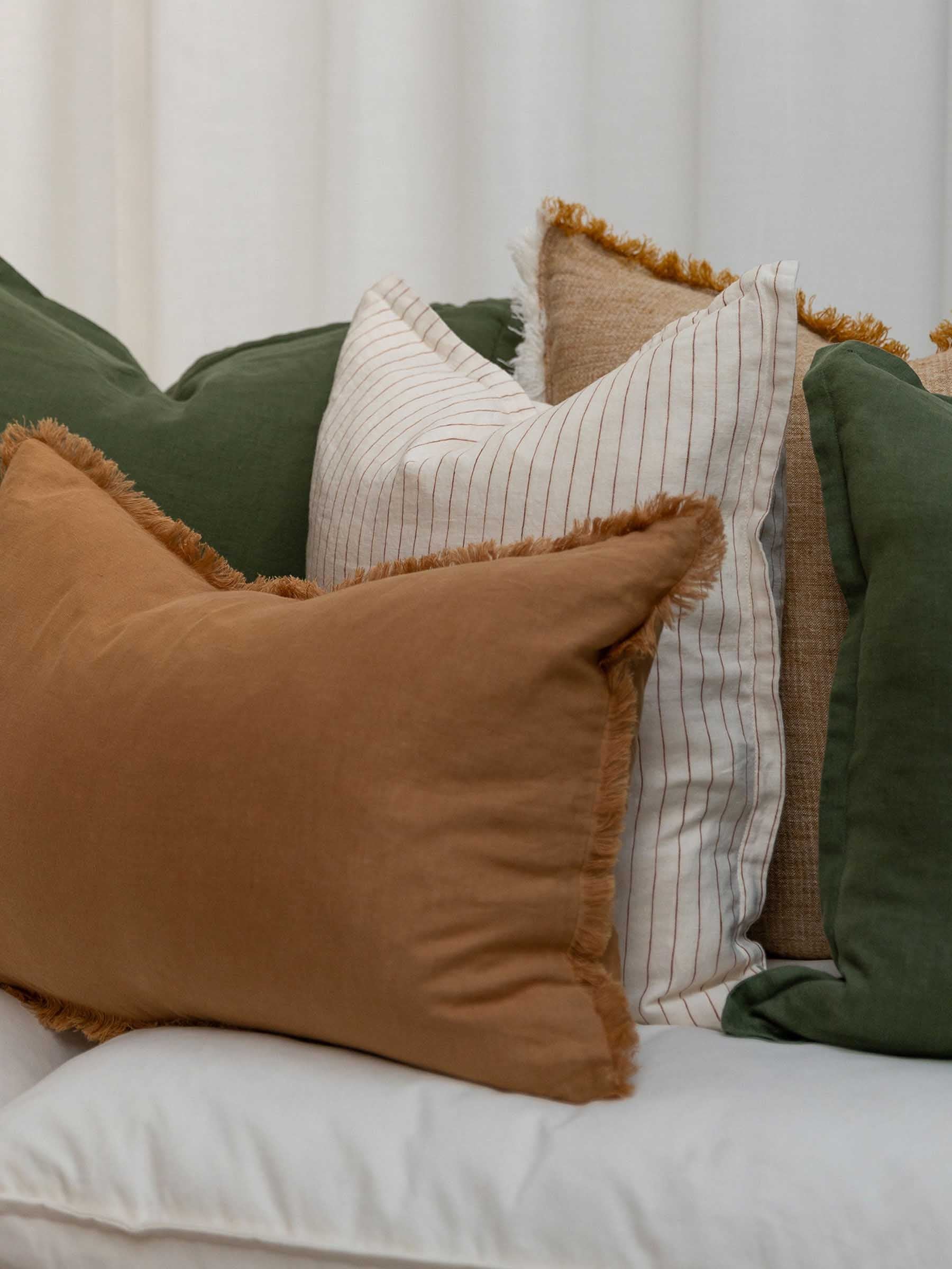 Hudson Linen Cushion Rust Stripe