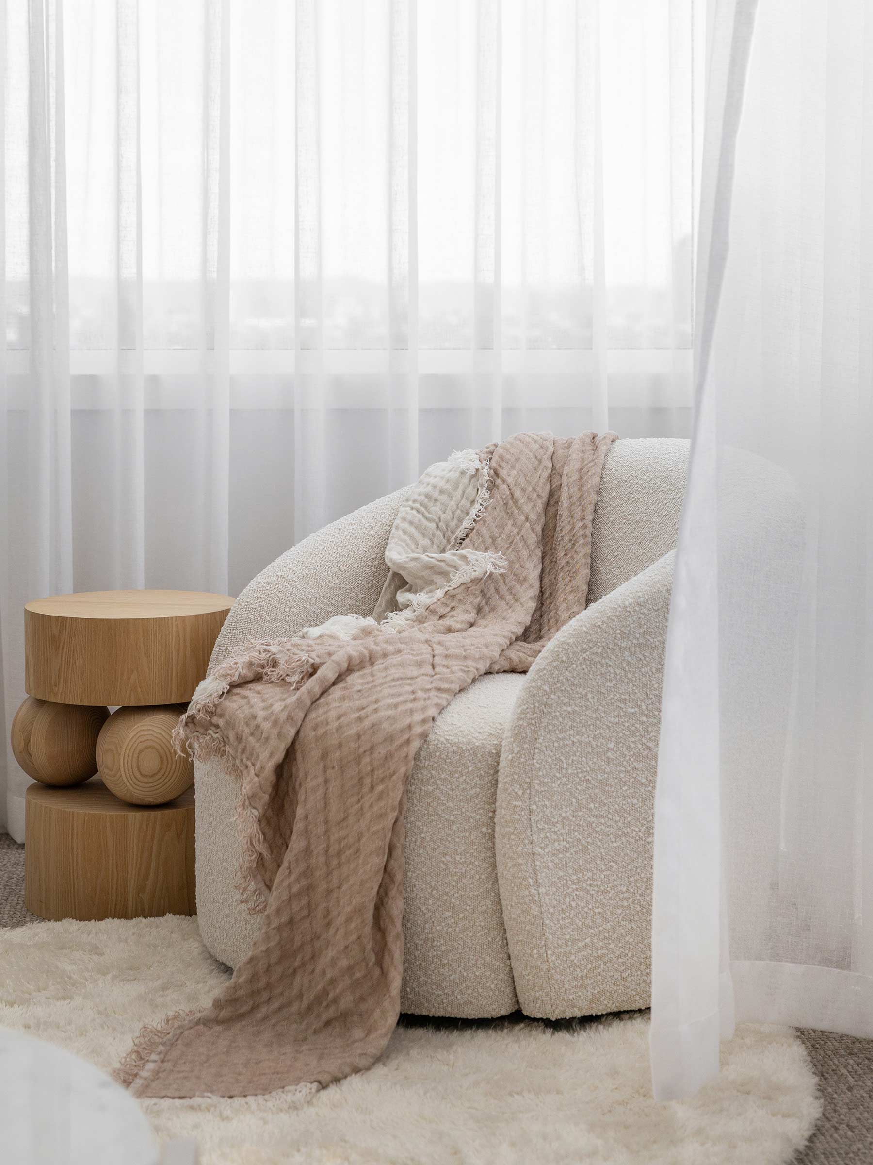 Lia Muslin Linen Throw Two Tone Mocha | PRE ORDER
