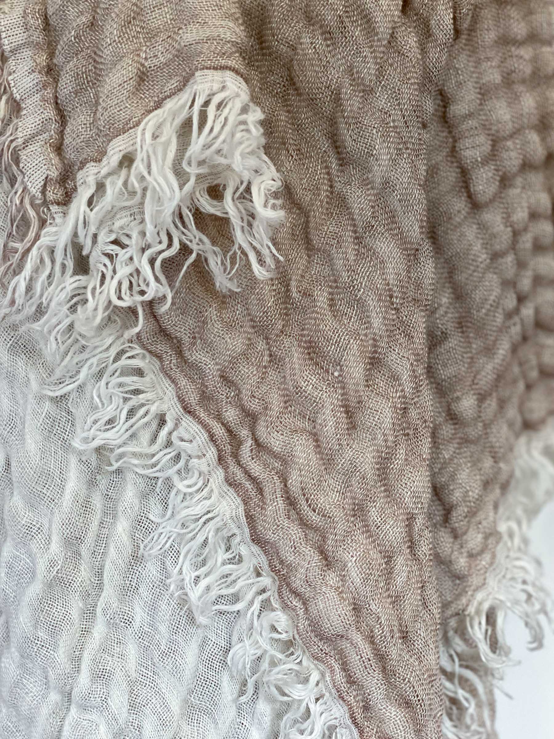 Lia Muslin Linen Throw Two Tone Mocha