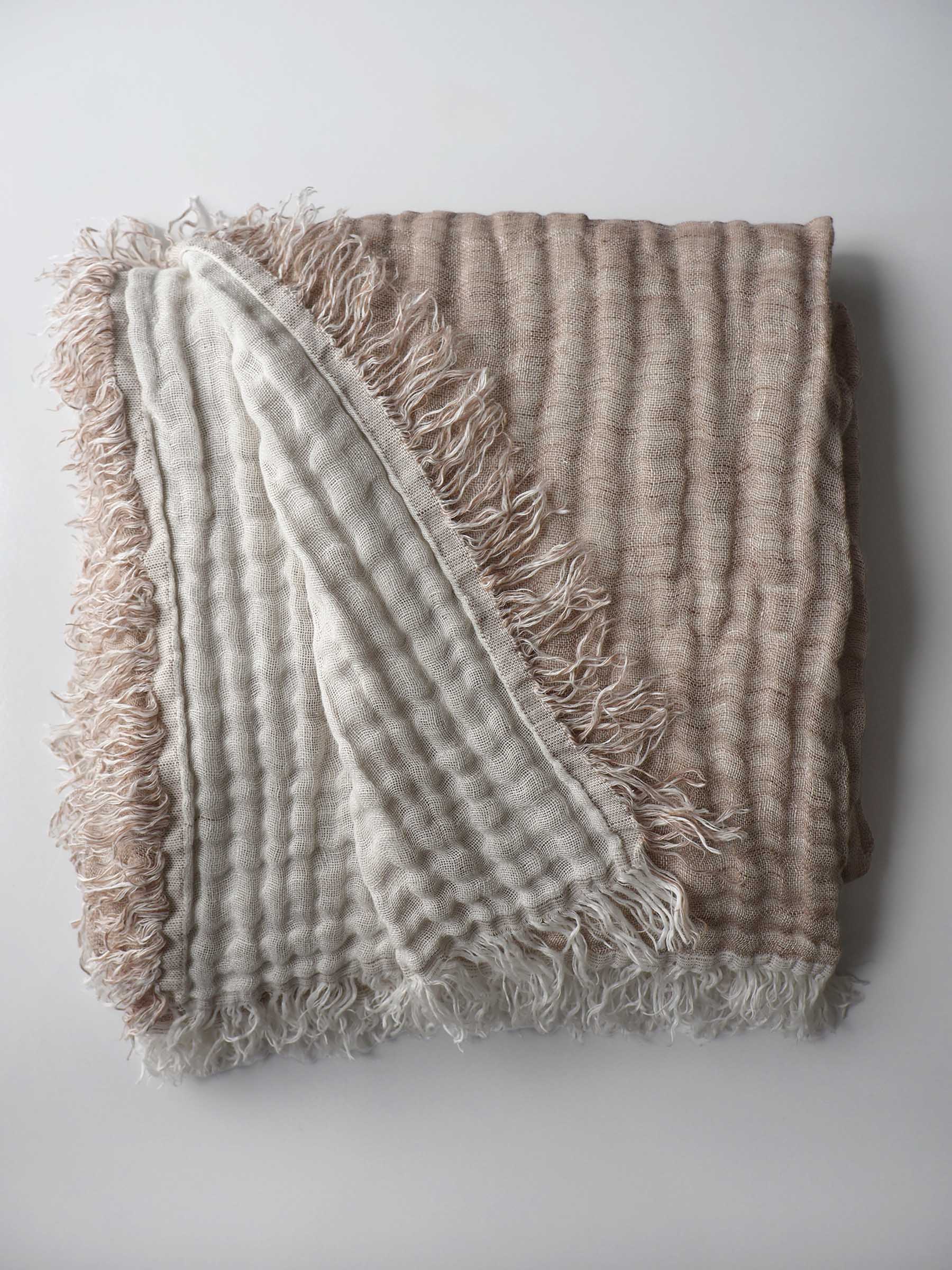 Lia Muslin Linen Throw Two Tone Mocha