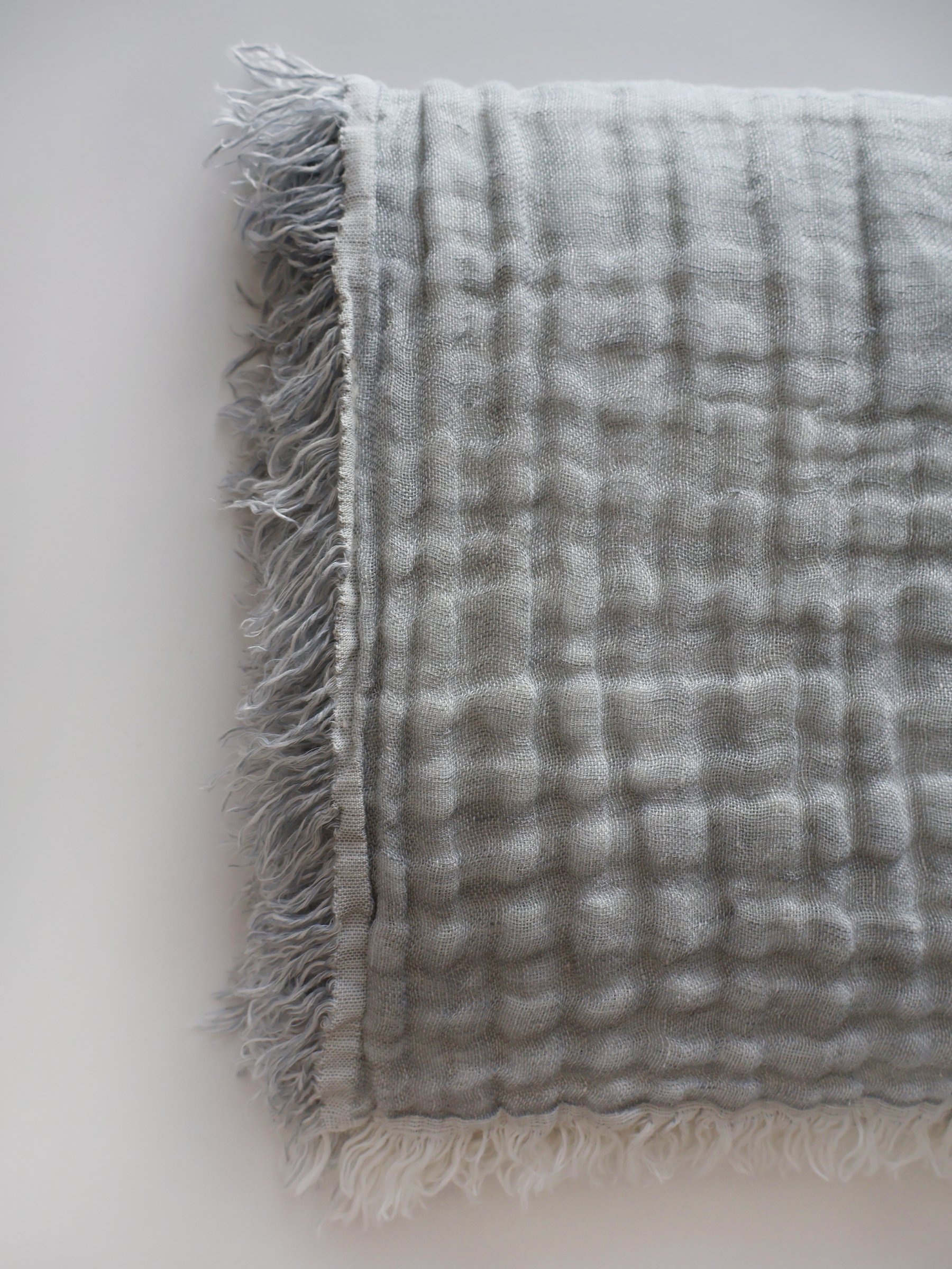 Lia Muslin Linen Throw Two Tone Steel Blue