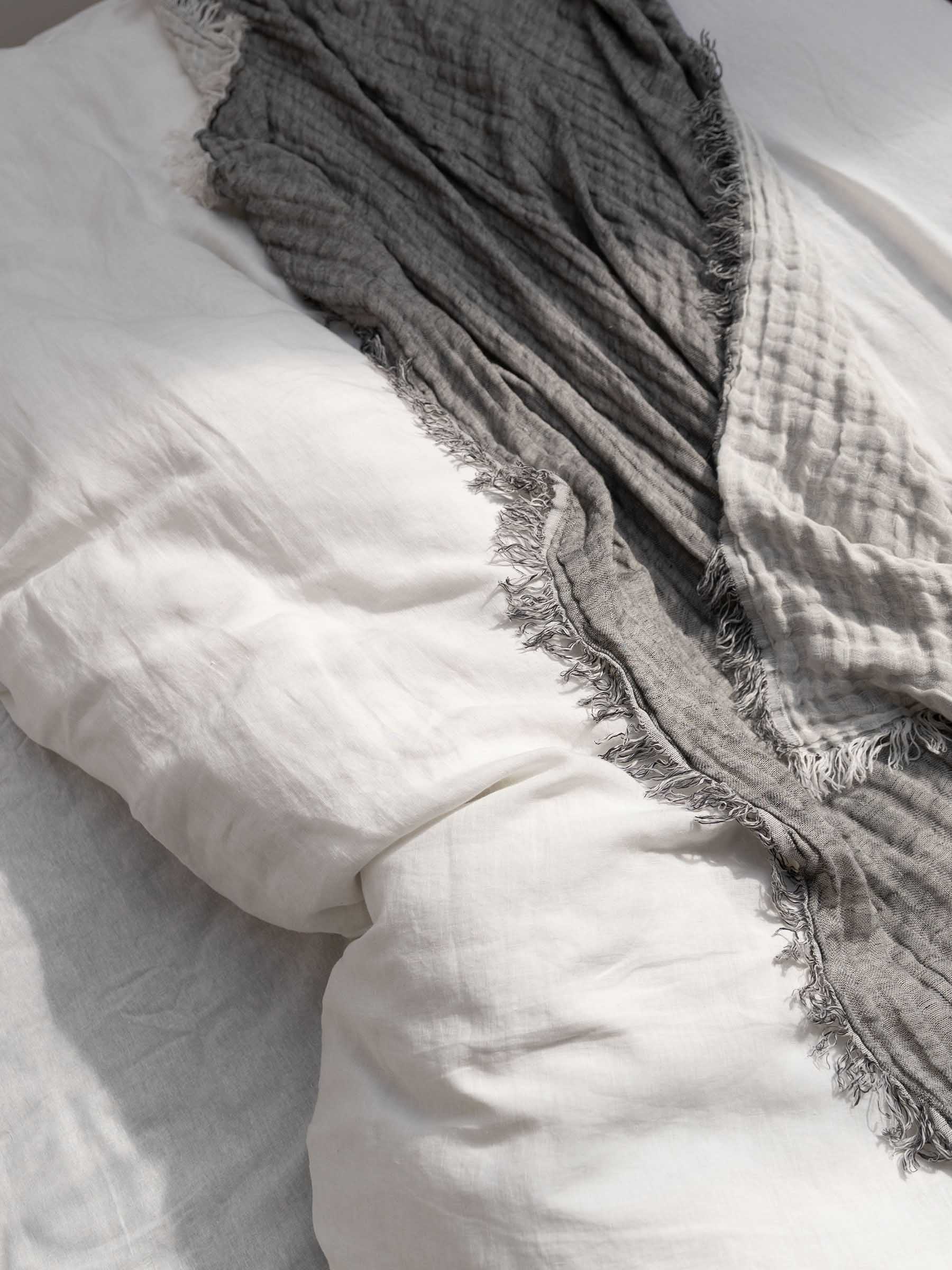 Lia Muslin Linen Throw Two Tone Ink