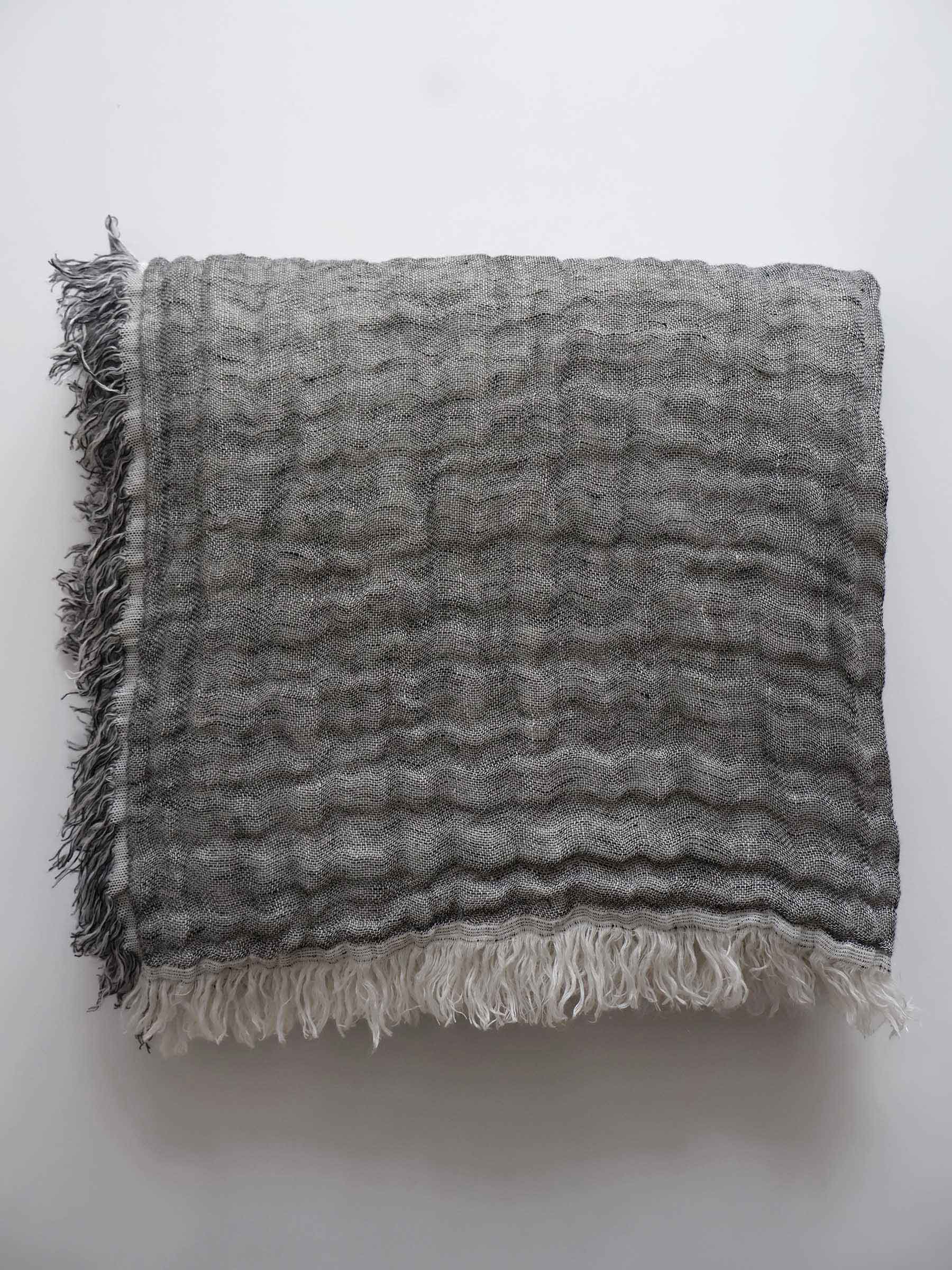 Lia Muslin Linen Throw Two Tone Ink