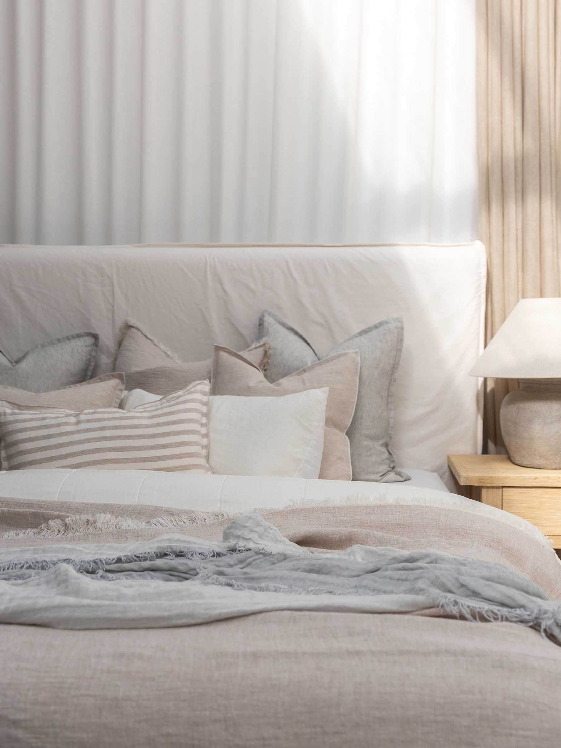 Lucas Lumbar Linen Cushion Natural Stripe