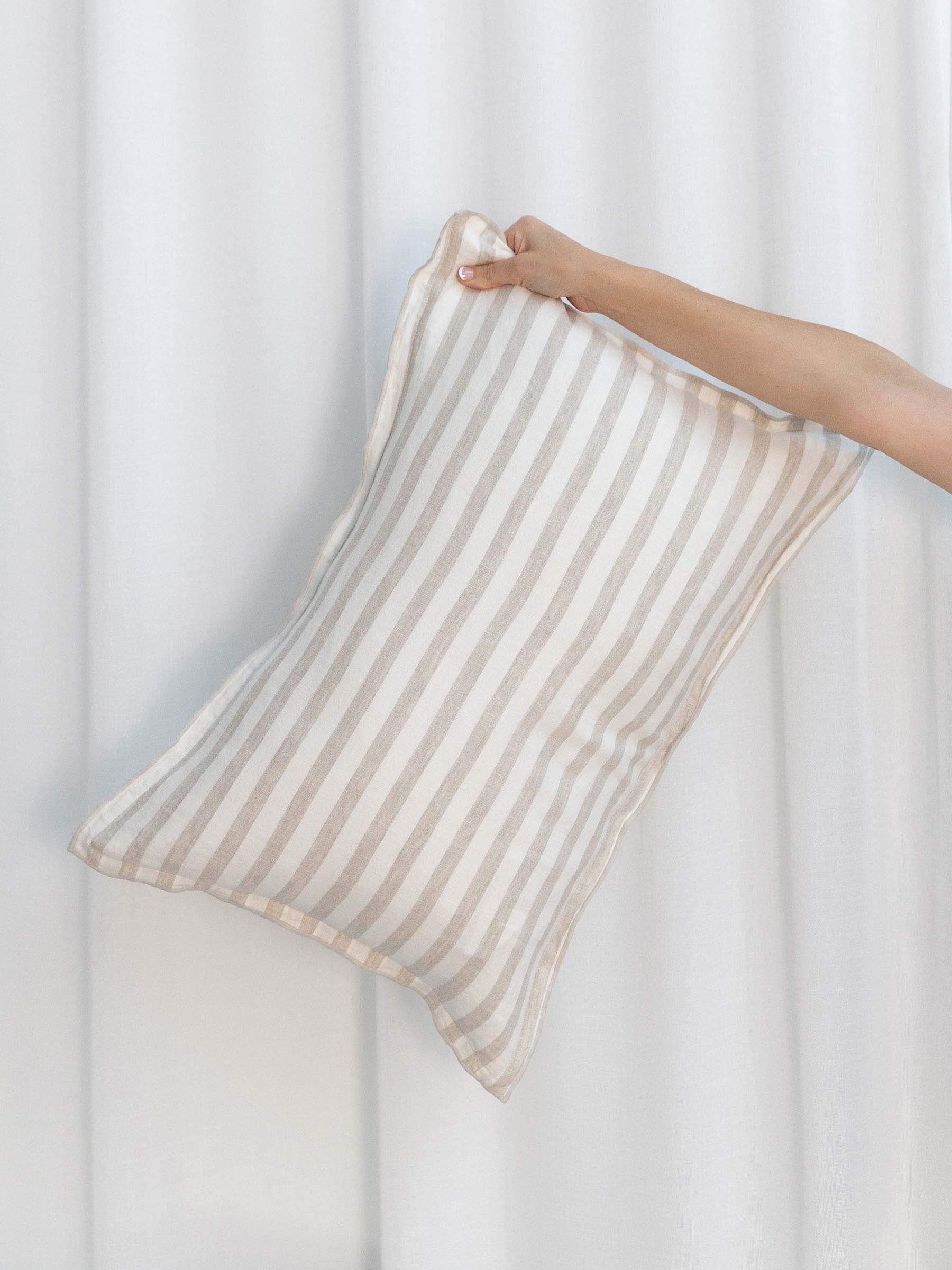 Lucas Lumbar Linen Cushion Natural Stripe