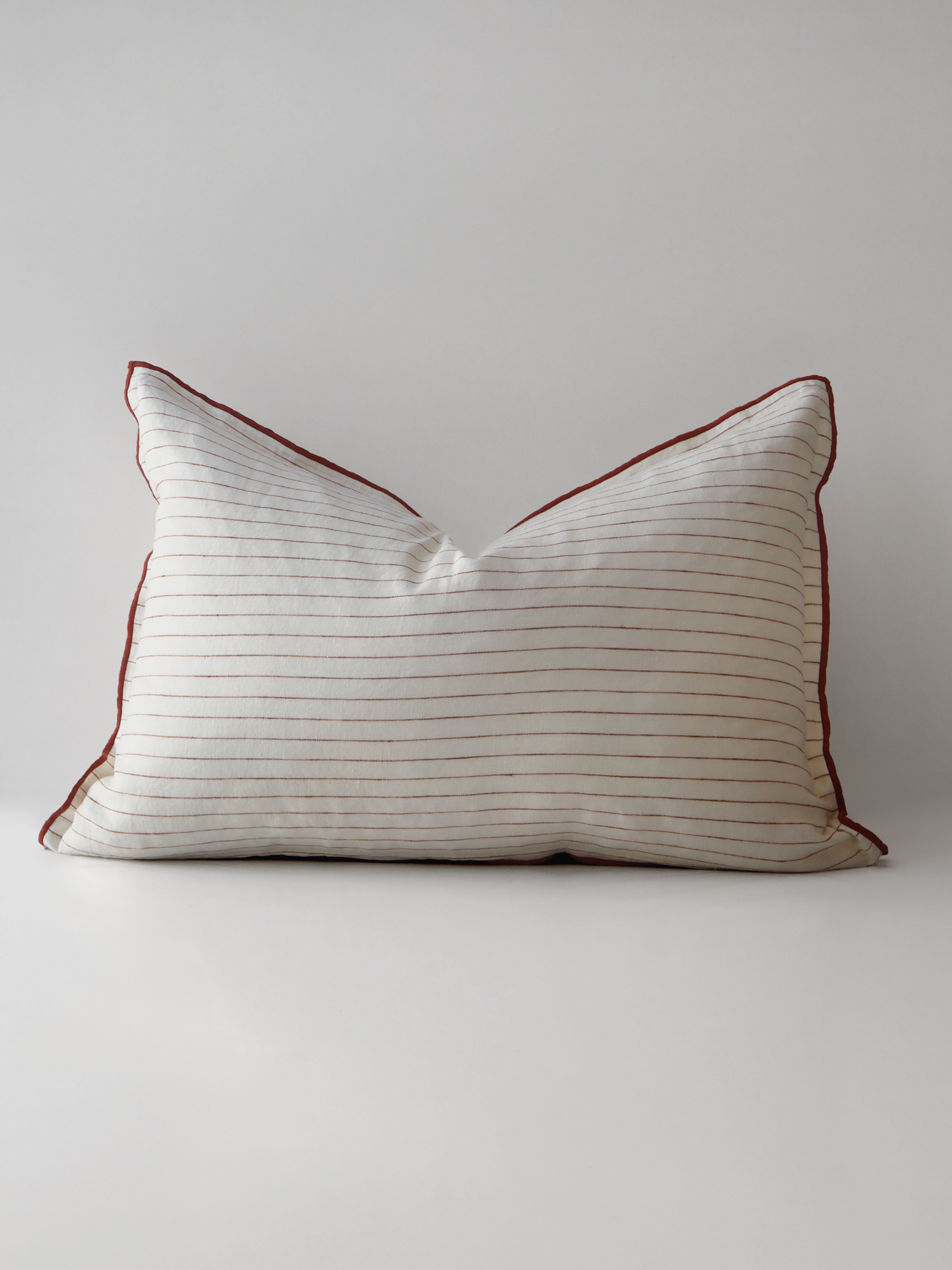 Lucas Lumbar Linen Cushion Rust Stripe
