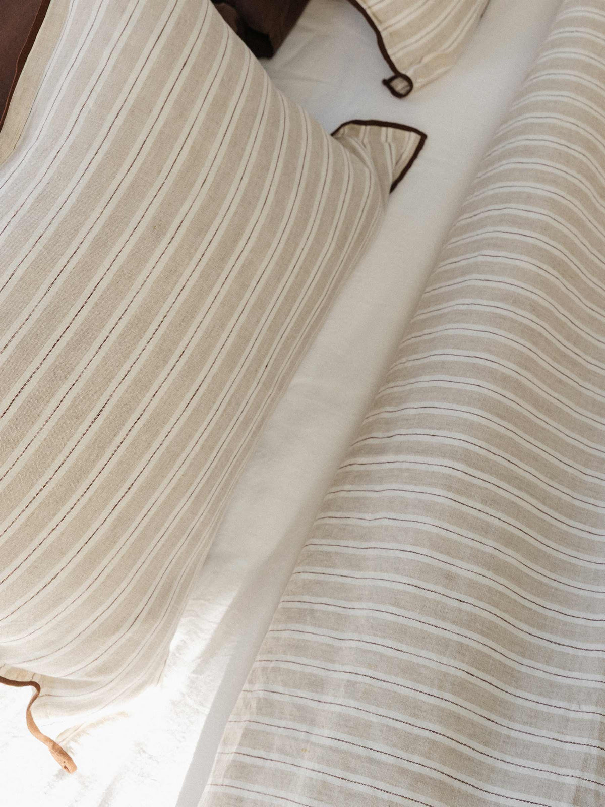Lucas Lumbar Linen Cushion Cappuccino Stripe | PRE ORDER
