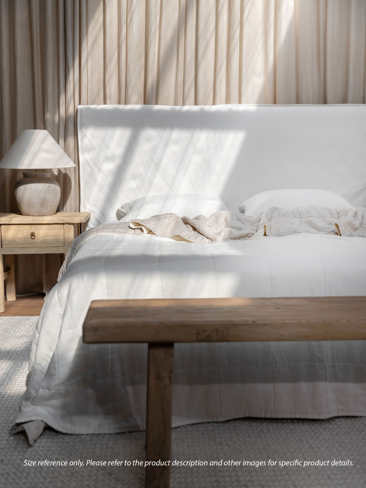 Margot Double Sided Linen Quilt Natural / Ivory with Bamboo Fill | PRE ORDER