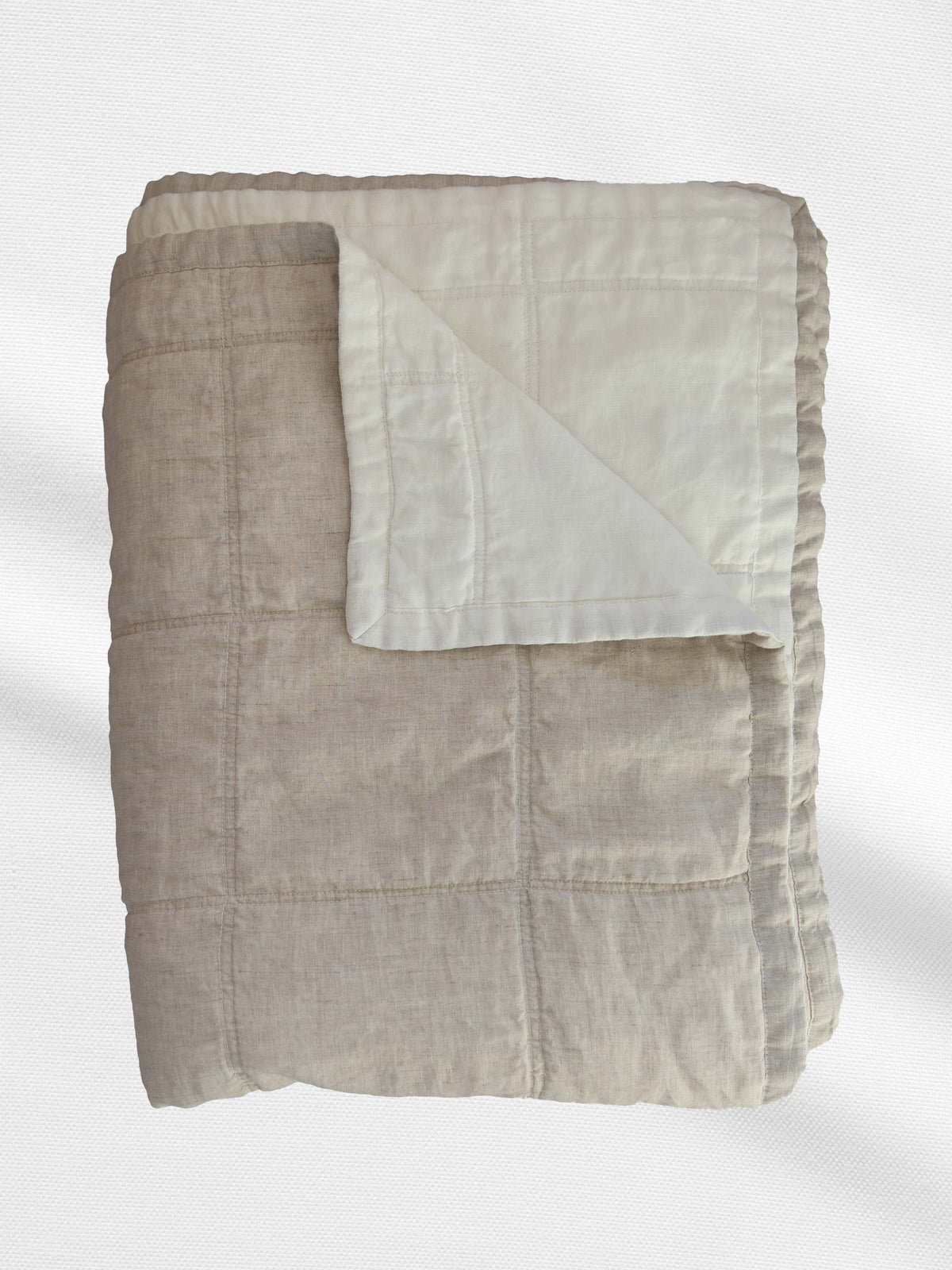 Margot Double Sided Linen Quilt Natural / Ivory with Bamboo Fill | PRE ORDER