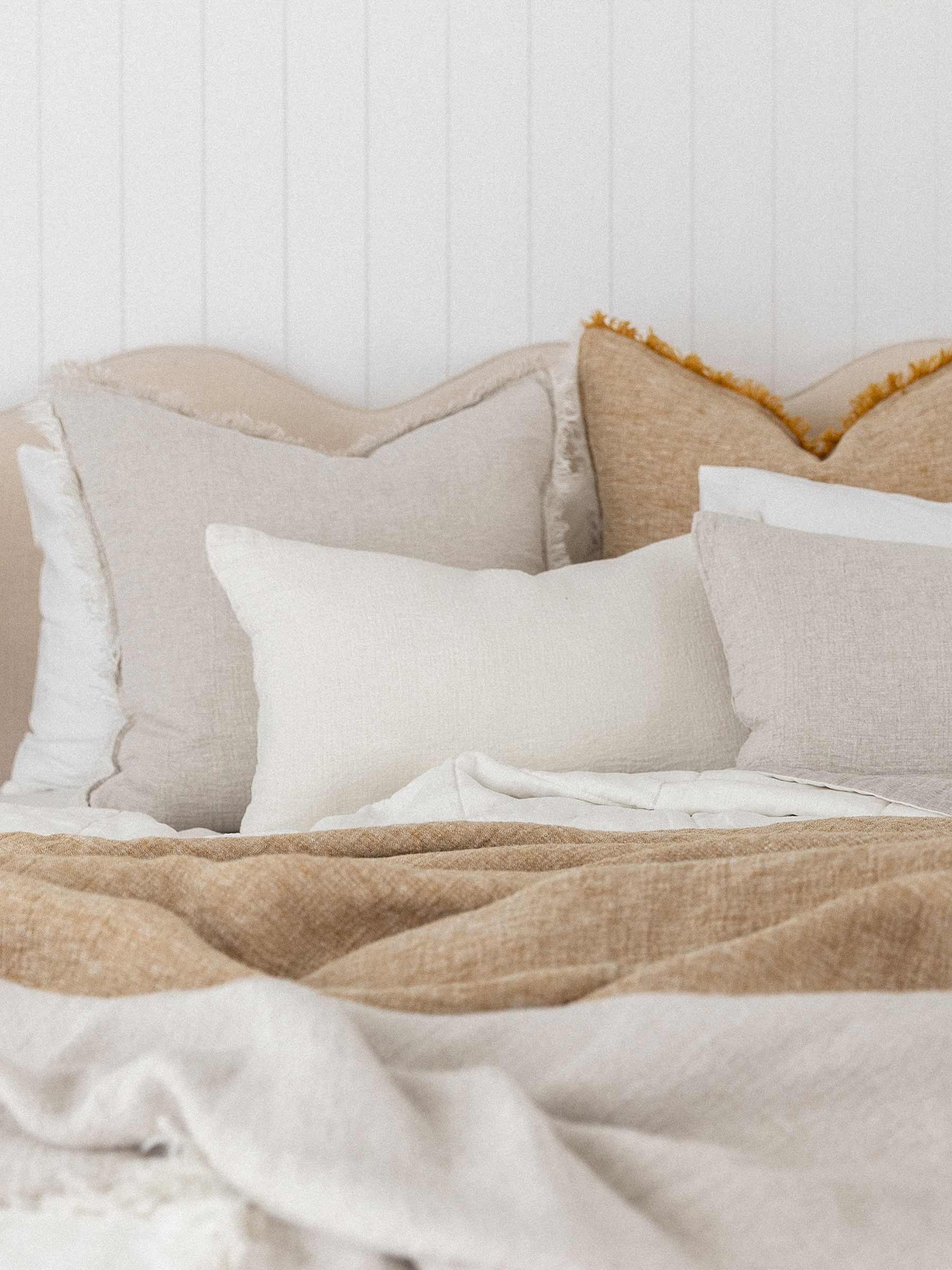 Oliver Heavy Linen Lumbar Cushion Natural White