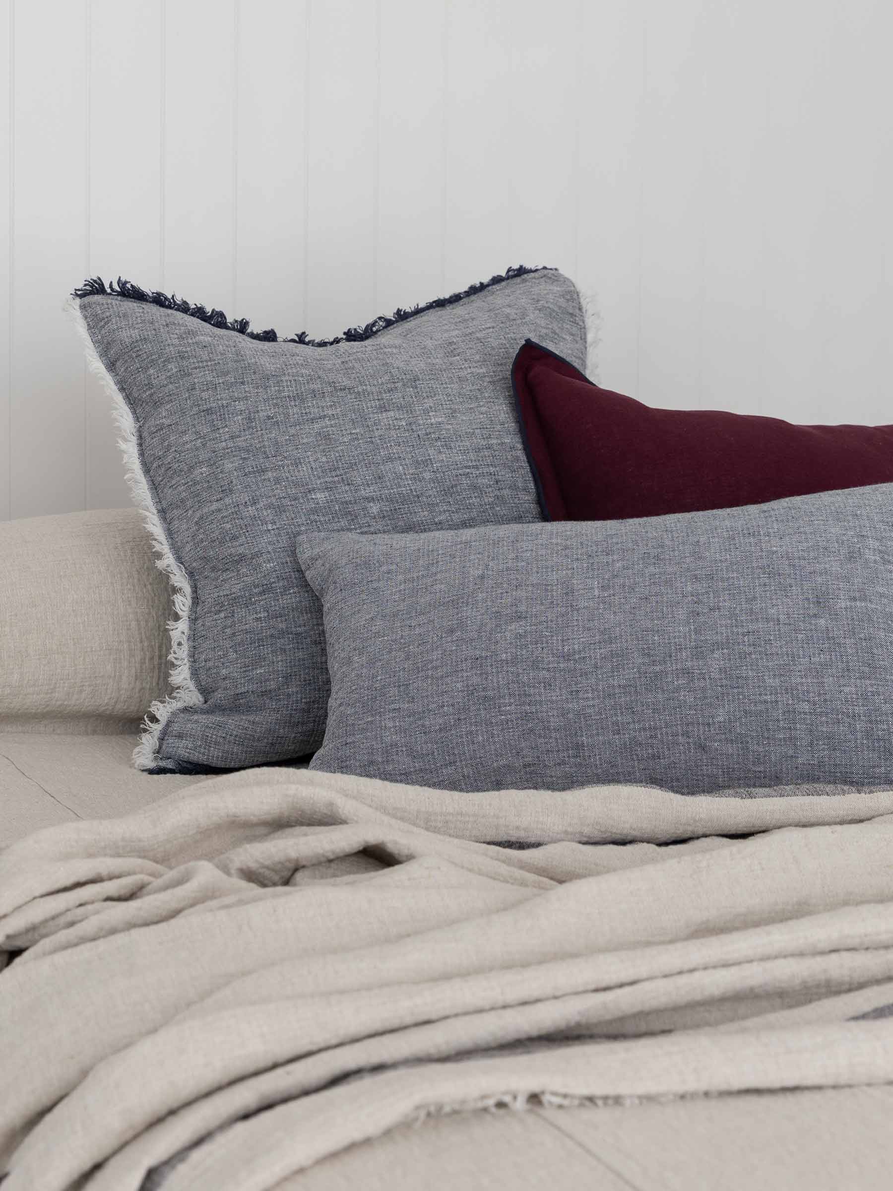 Oliver Heavy Linen Lumbar Cushion Navy