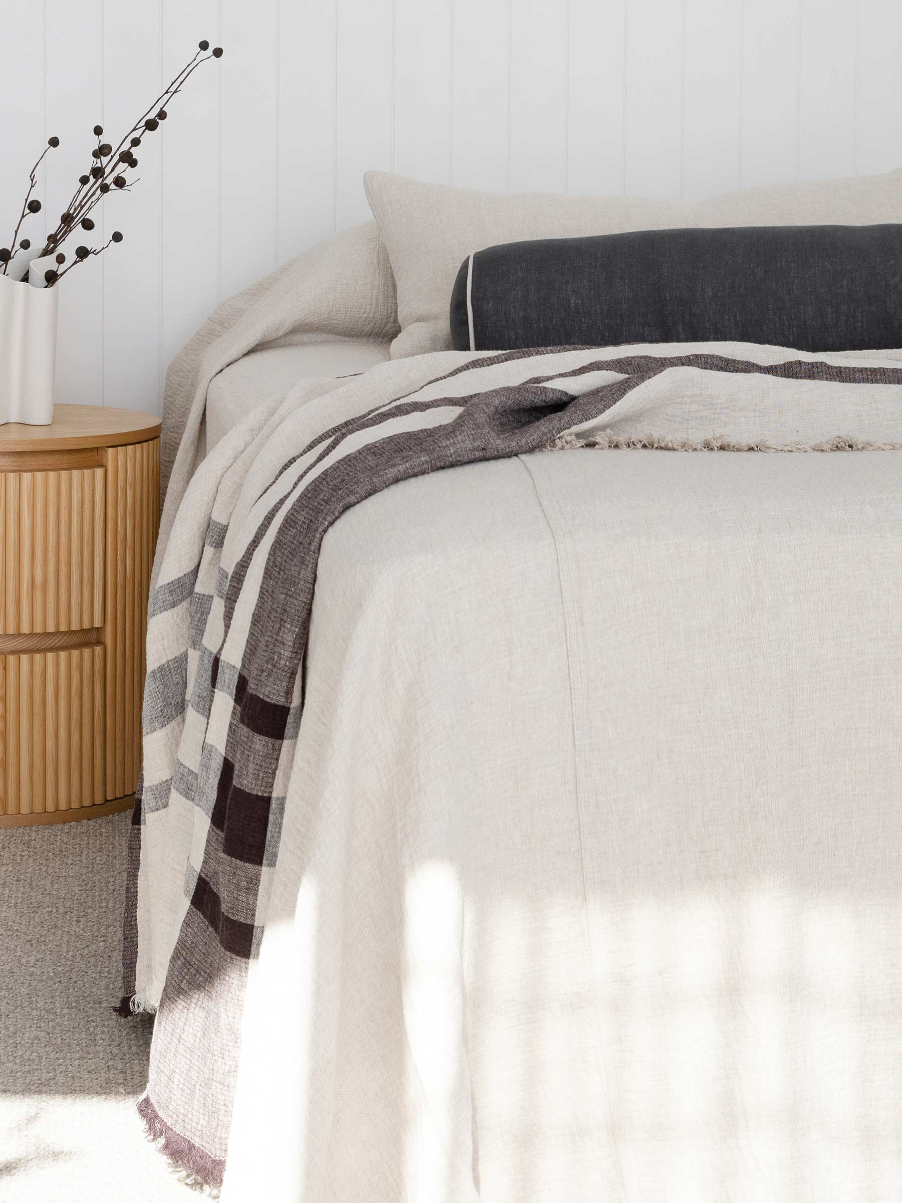 Oliver Heavy Linen Long Lumbar Cushion Natural