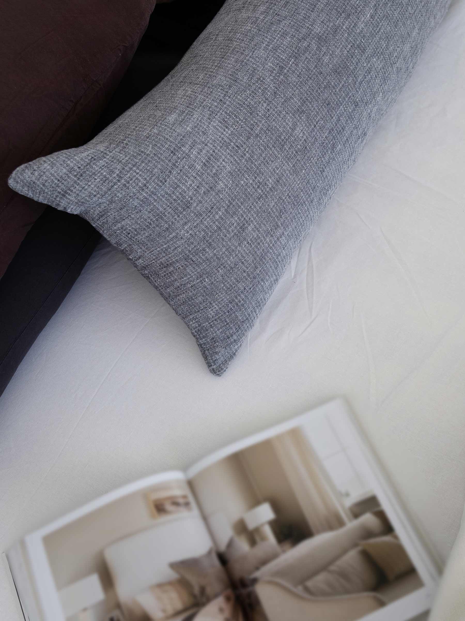 Oliver Heavy Linen Long Lumbar Cushion Charcoal
