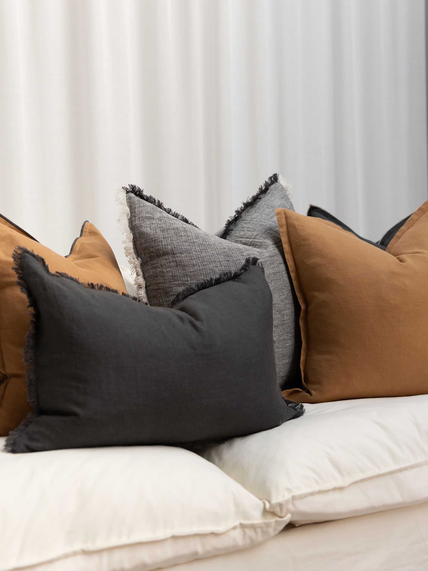 Oliver Heavy Linen Cushion Charcoal