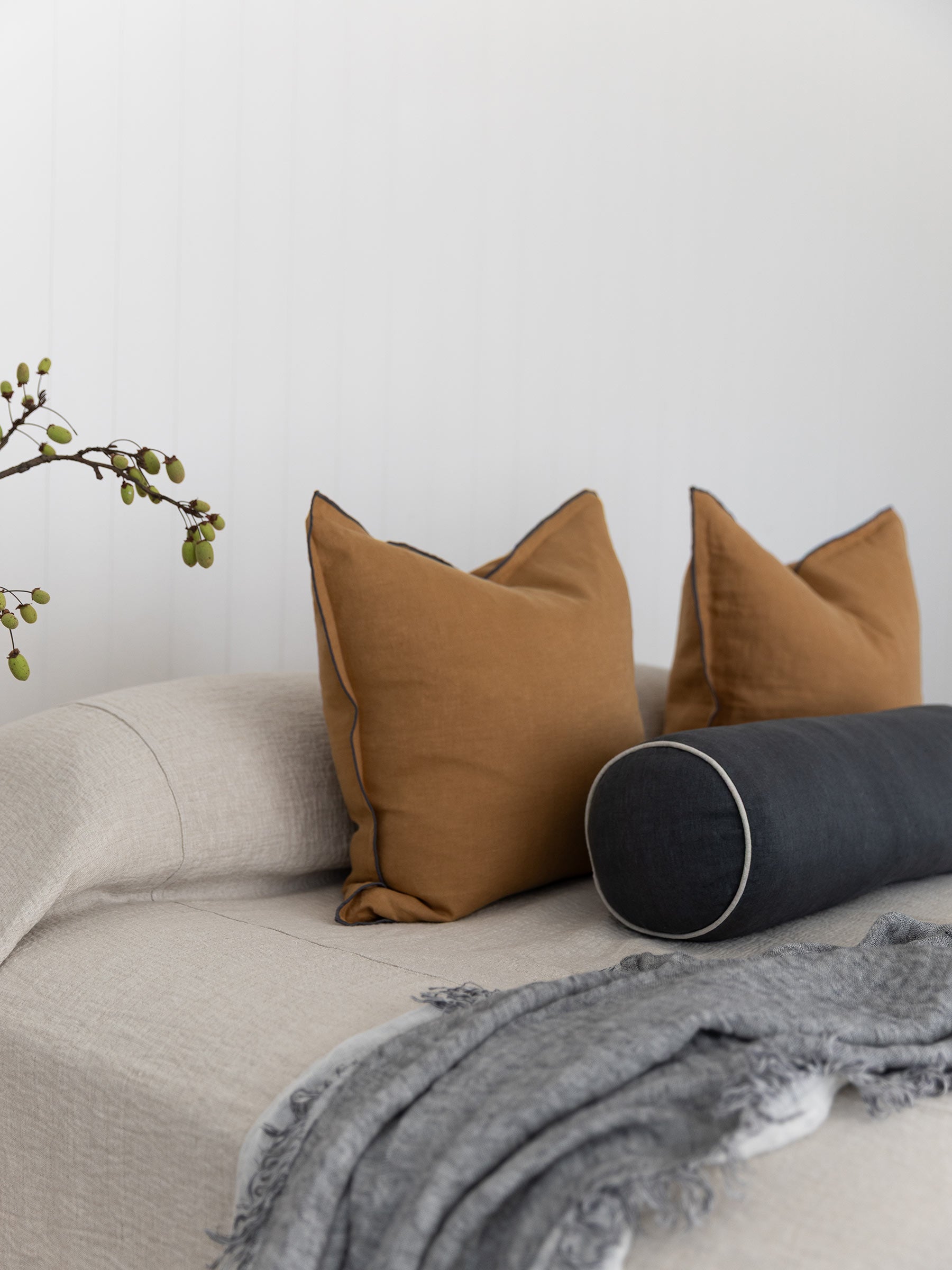 Piper Linen Bolster Cushion Pepper