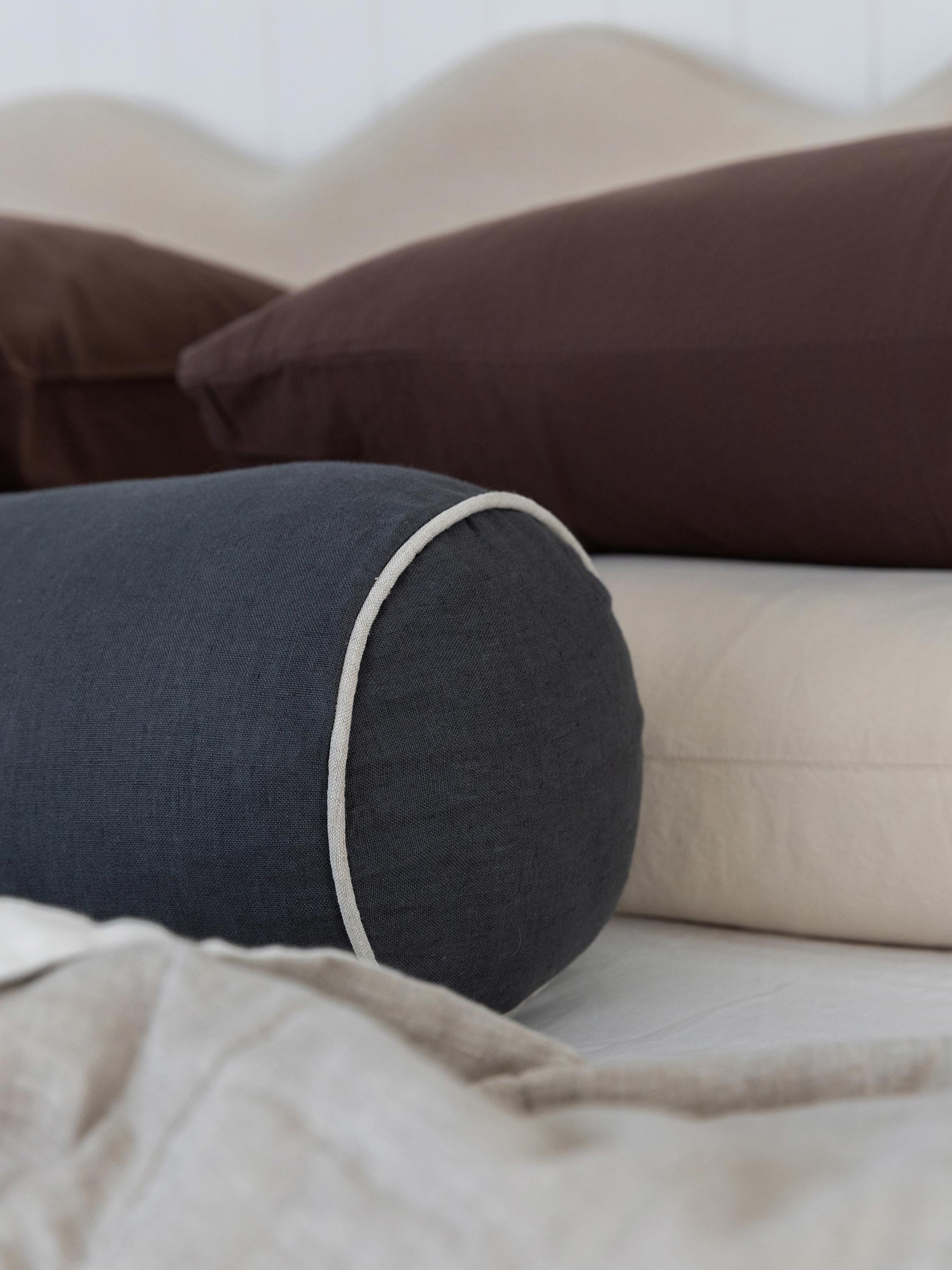 Piper Linen Bolster Cushion Pepper