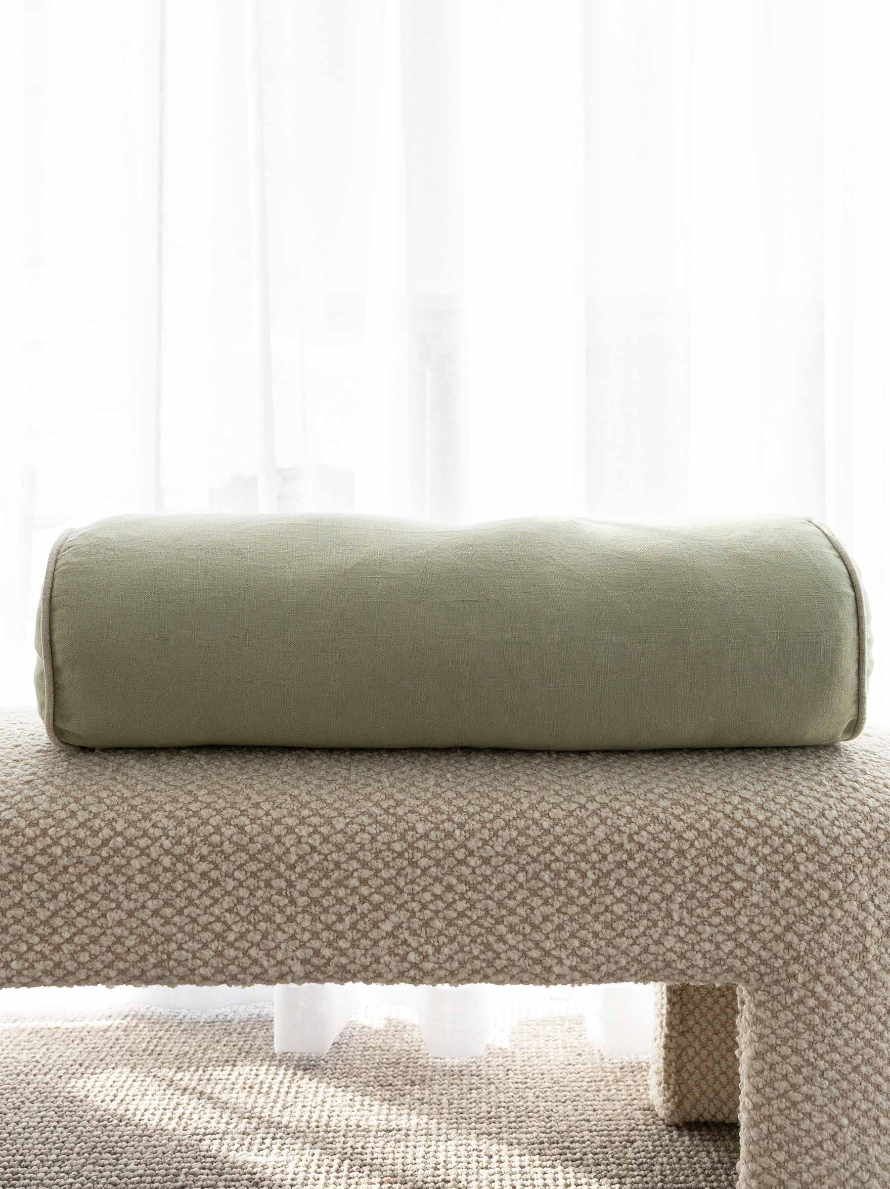 Piper Linen Bolster Cushion Gumleaf
