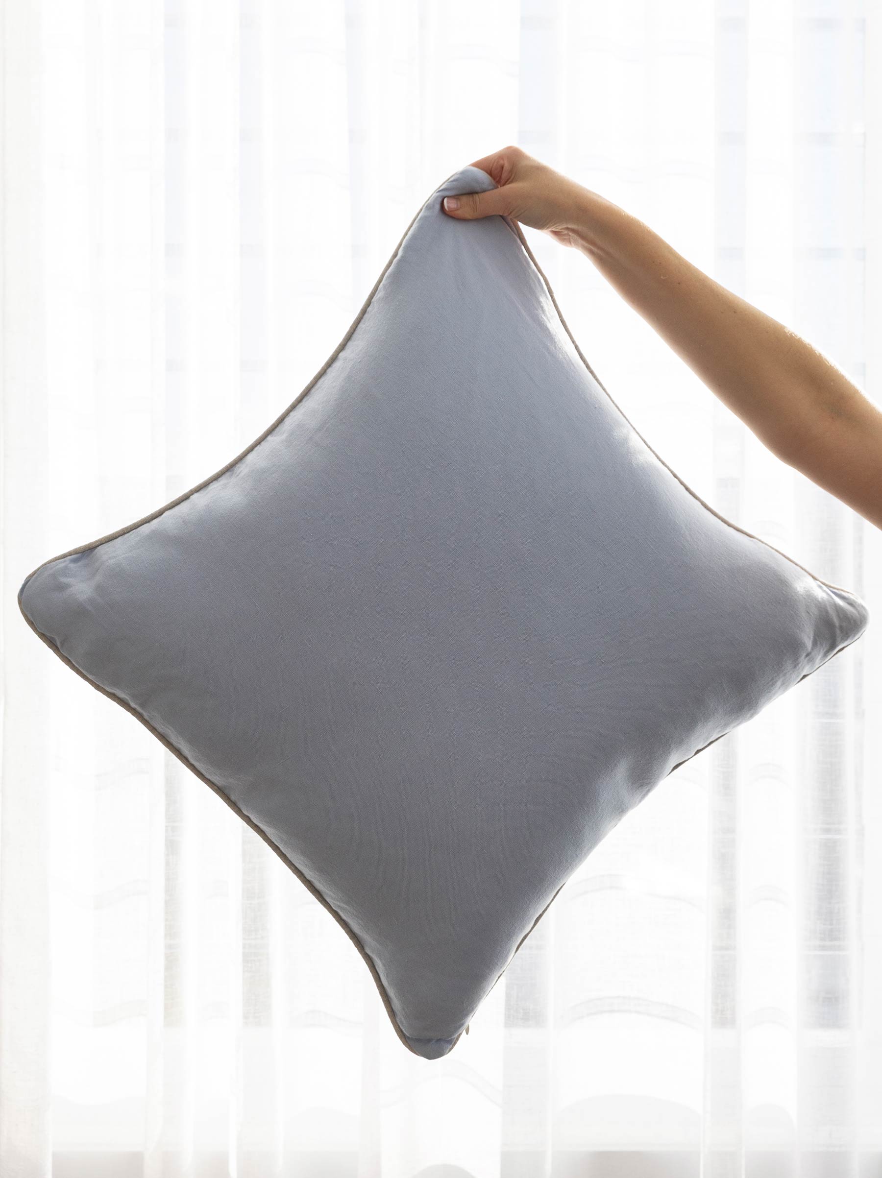 Piper Linen 55cm Cushion Powder Blue