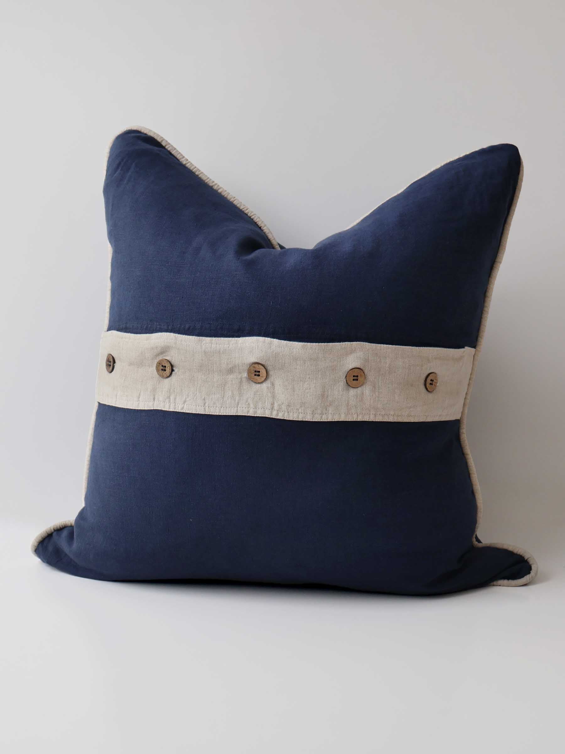 Piper Linen Cushion Navy